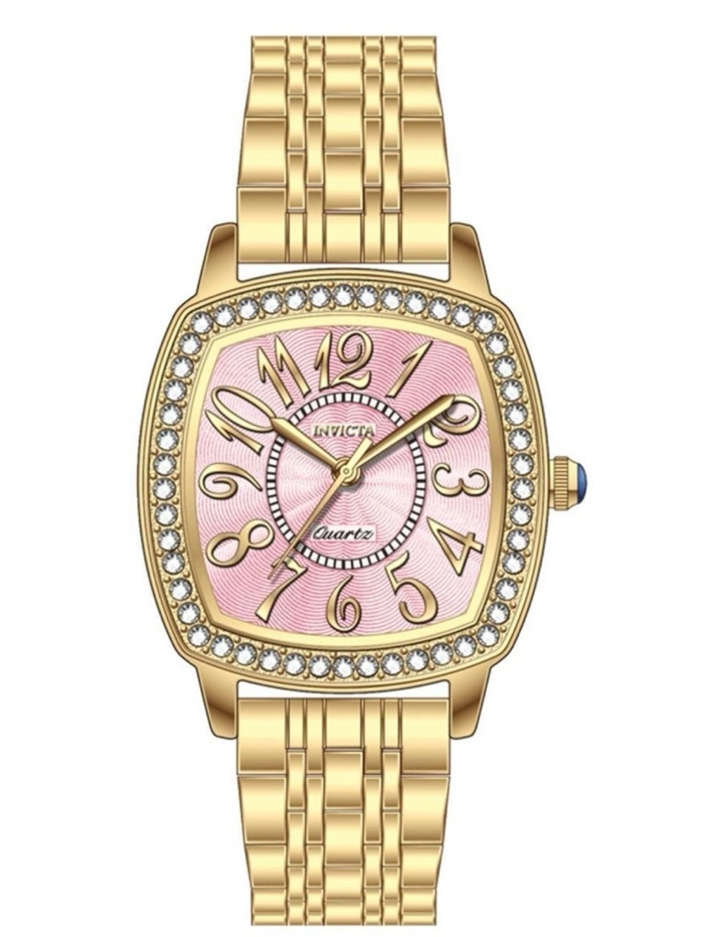 Invicta Gold-Tone Watch with Pink Dial and Crystal Accents